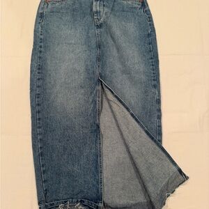 REVOLVE Blue Jeans Skirt With Front Slit Classic Denim